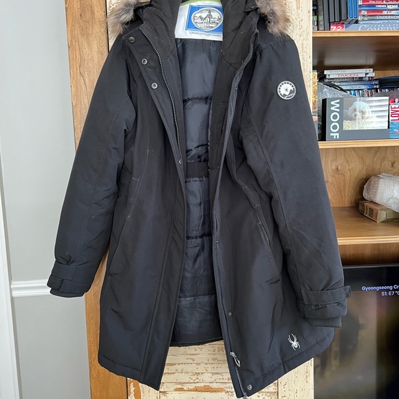 Spyder Black medium coat with hood - Picture 1 of 6